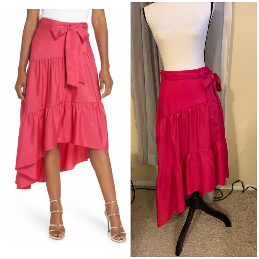 $110 Eliza J Tiered Pink High/Low Skirt size 6